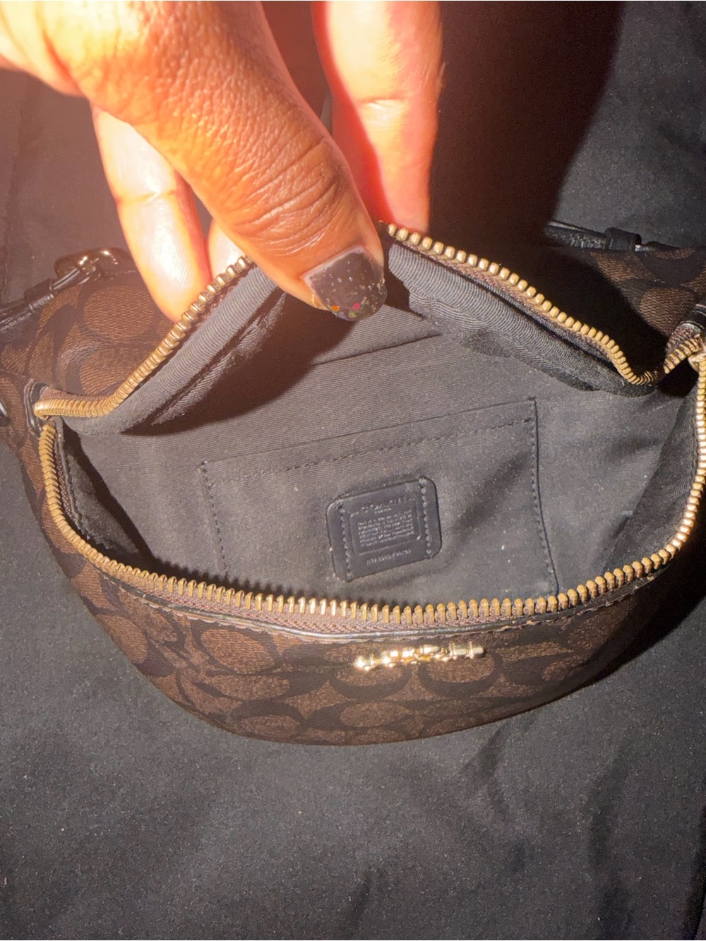 Coach Brown Signature Canvas Belt Bag with Black Strap - Picture 7 of 7